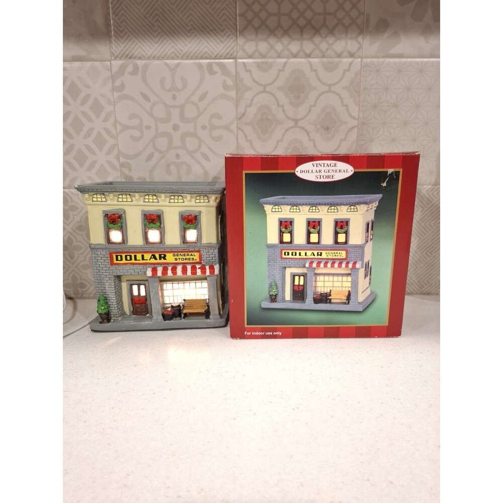 Dollar General Store Christmas Village Lighted Building 2009 Ceramic Tested